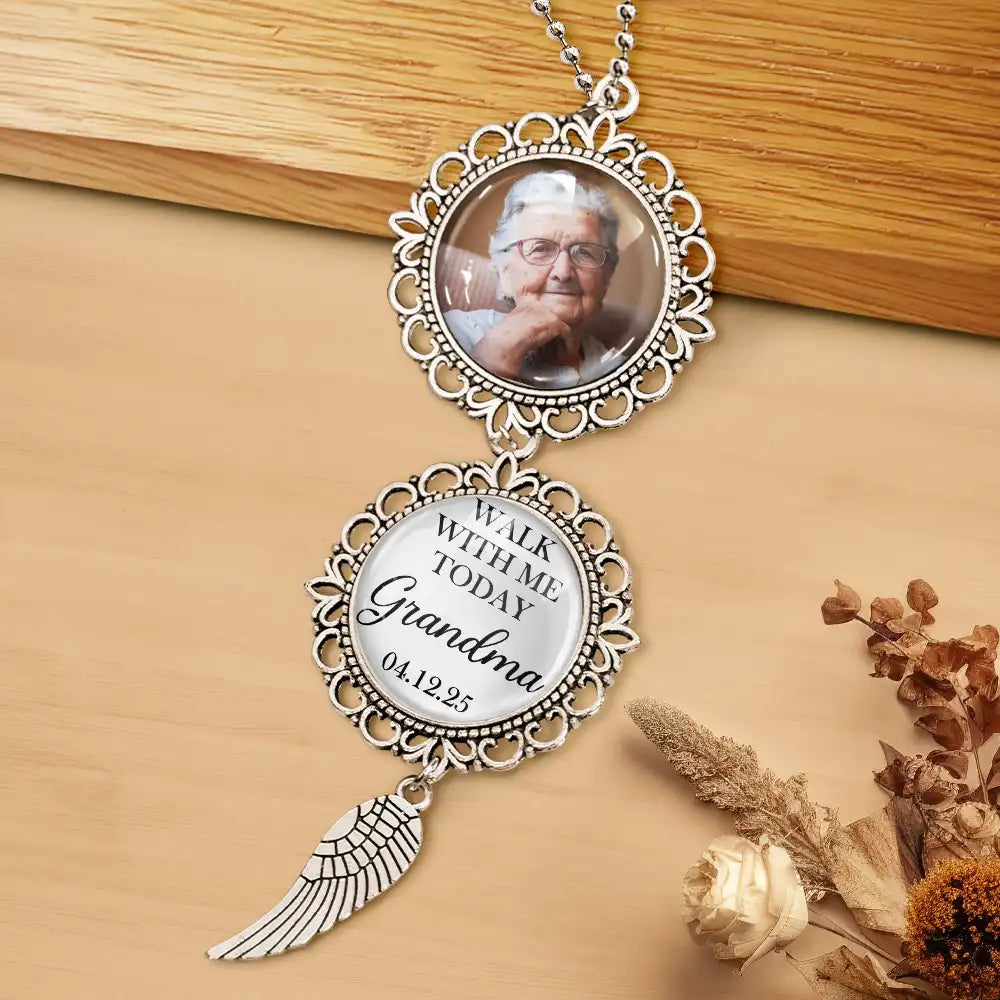 “Walk With Me Today, Dad” - Personalized Photo Pendant Charm for Graduation & Memorial Pendant Charm PopCulturePrints