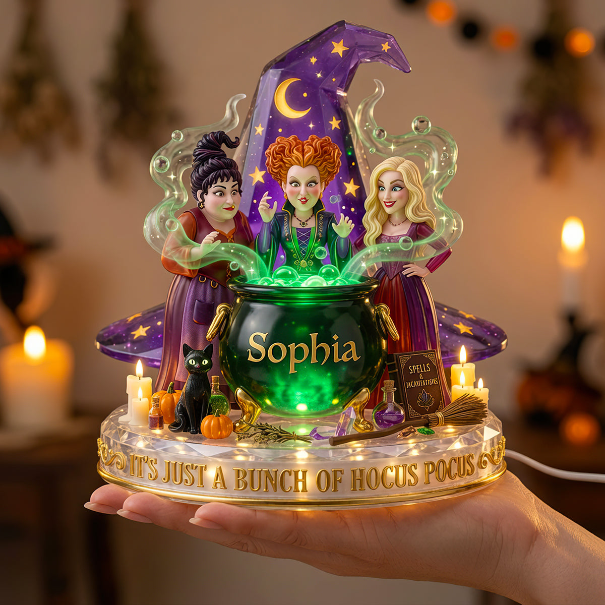 “Ignite Your Magical Spirit!” - Mystic Sisters Acrylic Light Box - Personalized Gift for Witch Lovers