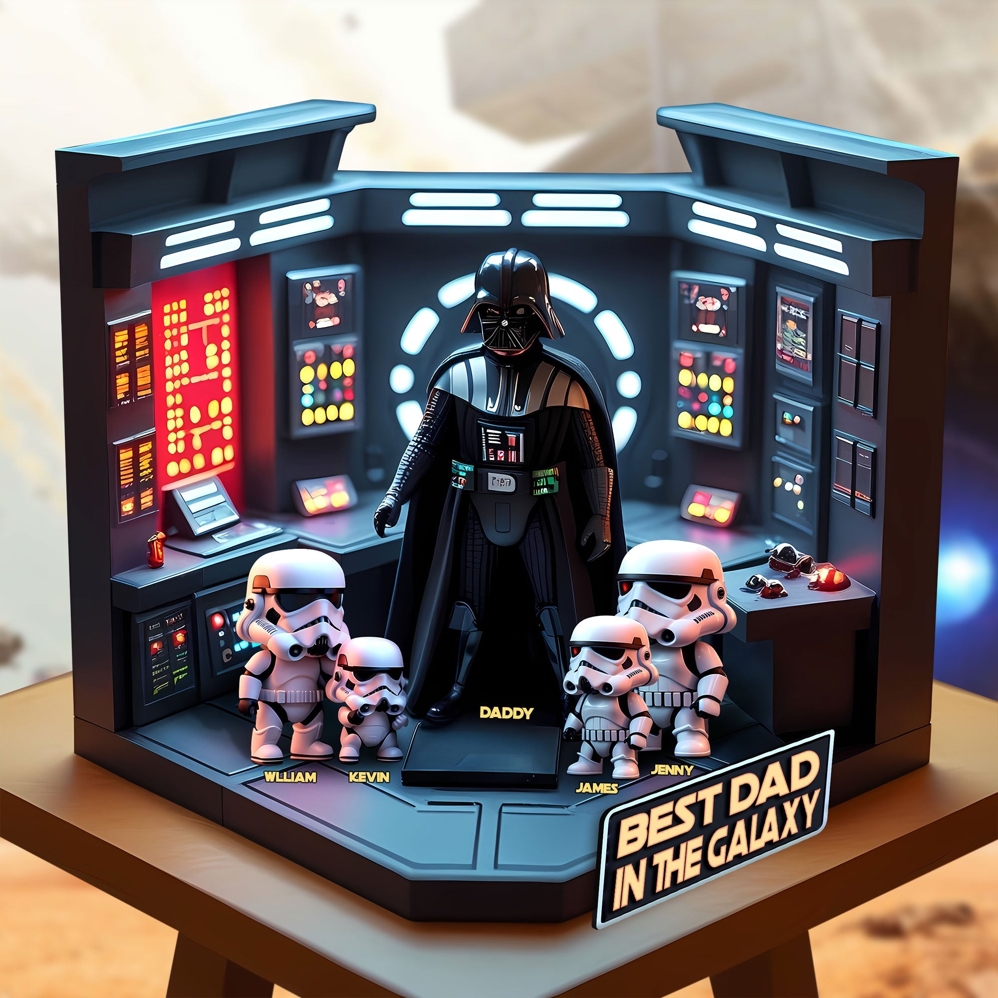 Best Dad In The Galaxy - Personalized Gift Plaque for Dads Shaped Plaques PopCulturePrints