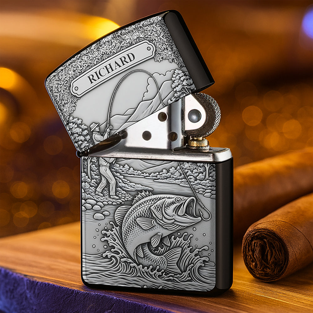 Catch the Moment: Personalized Fishing Man Lighter - Unique Gift for Fishing Lovers Lighter PopCulturePrints