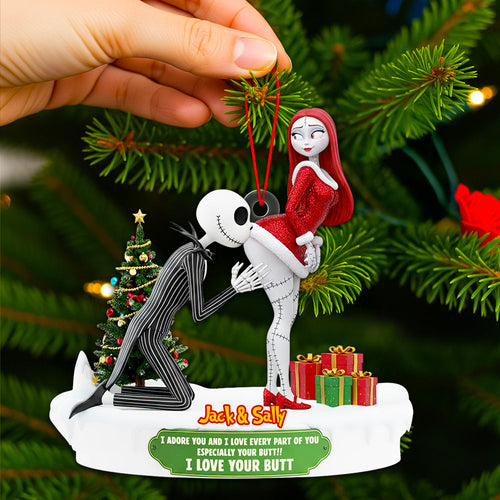 I Adore You – Naughty Skeleton Couple Christmas Ornament - Personalized Gift for Couples Ornament PopCulturePrints