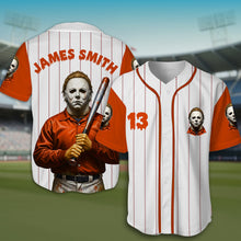 Load image into Gallery viewer, “Unleash Your Inner Horror!” - Horror Slashers Baseball Jersey Shirt - Personalized Gifts for Horror Lovers AOP Products PopCulturePrints
