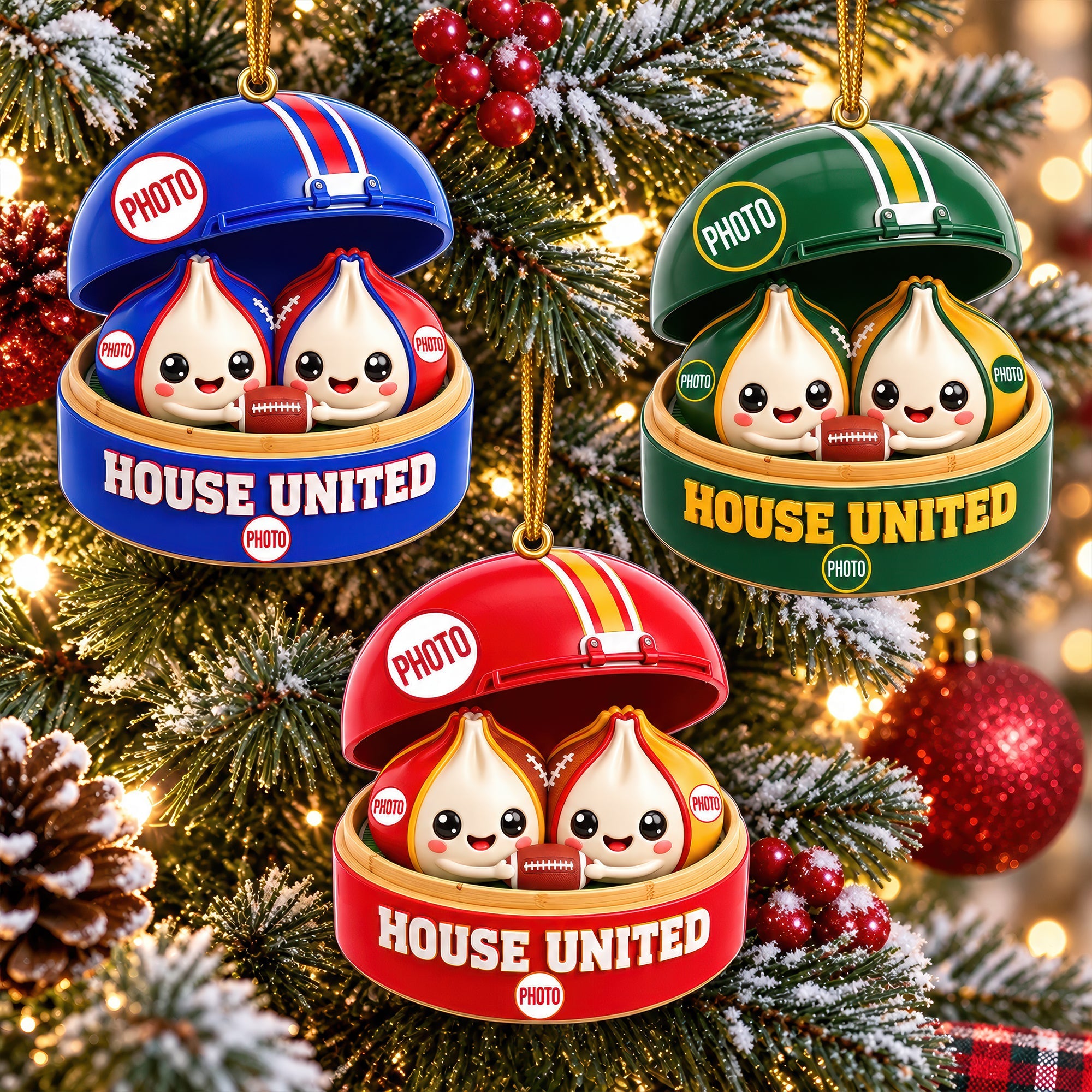 “Together in Sports!” - Personalized Dumpling Couple Ornament - Unique Gift for Sports Lovers