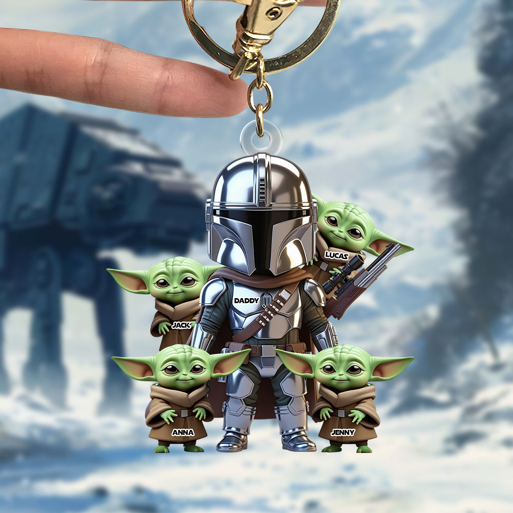 “A Father’s Love Knows No Bounds” - Warrior Dad Keychain, Personalized Gift for Dads and Grandpas Keychains PopCulturePrints