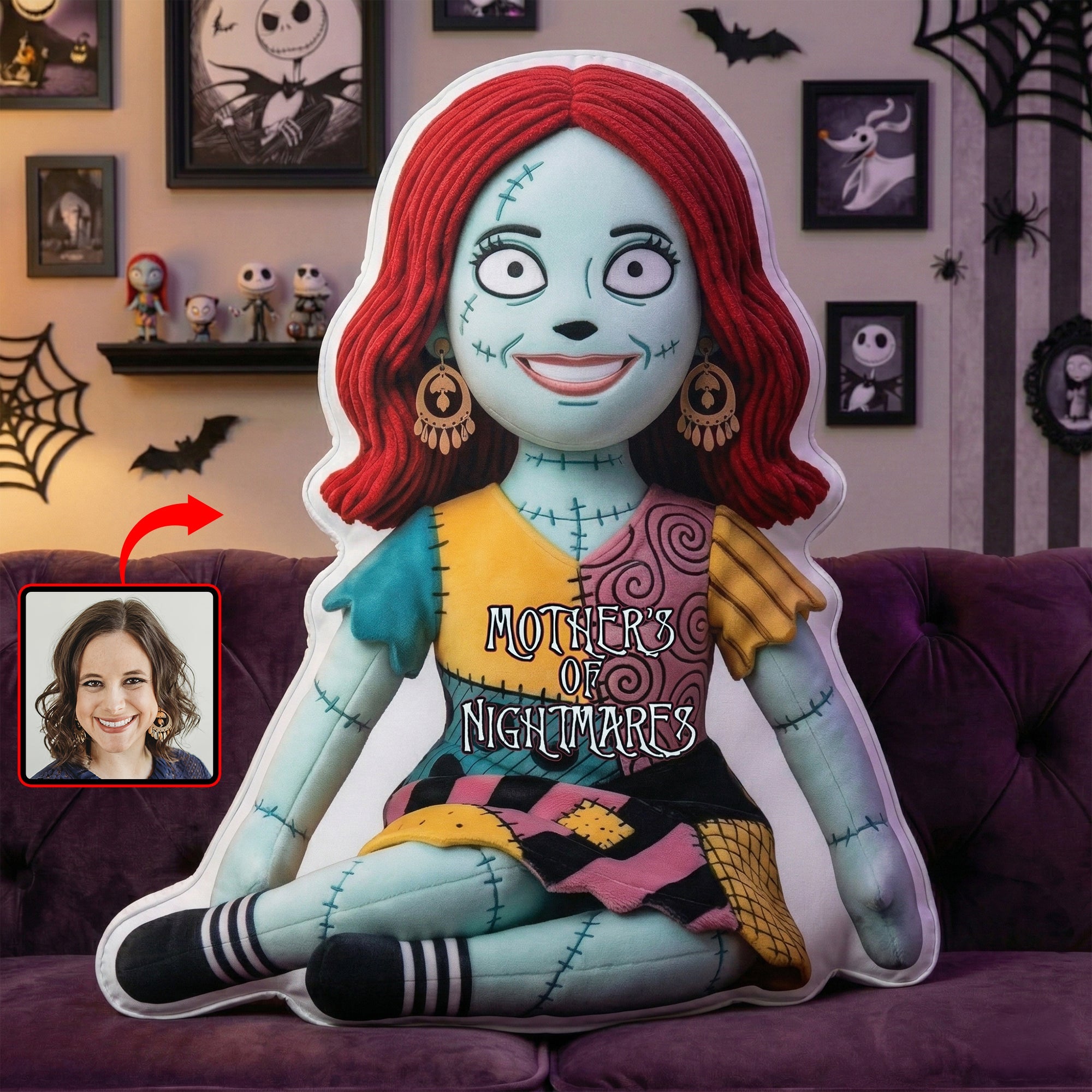 “Embrace the Spooky Spirit!” - Custom Photo Spooky Pillow - Best Gift for Mom, Grandma, and More Pillow PopCulturePrints