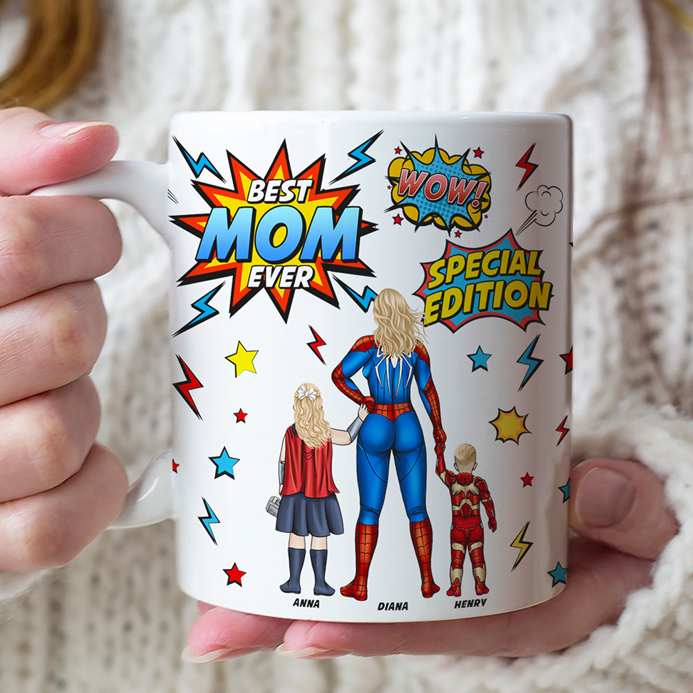 "Best Mom Ever!" - Personalized Super Mom Coffee Mug - Gift for Mom, Grandma, or Special Women Coffee Mug PopCulturePrints