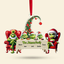 Load image into Gallery viewer, Custom Family Christmas Ornament - Whimsical Grinch Edition
