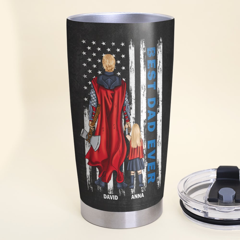 Personalized Superhero Dad Tumbler - Customizable Gift Tumbler Cup PopCulturePrints