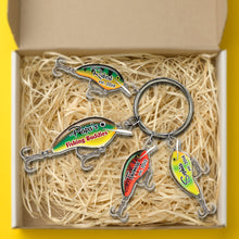 Load image into Gallery viewer, Customized Fishing Buddies Keychain for Dad with Personalized Lure Charms Keychains PopCulturePrints

