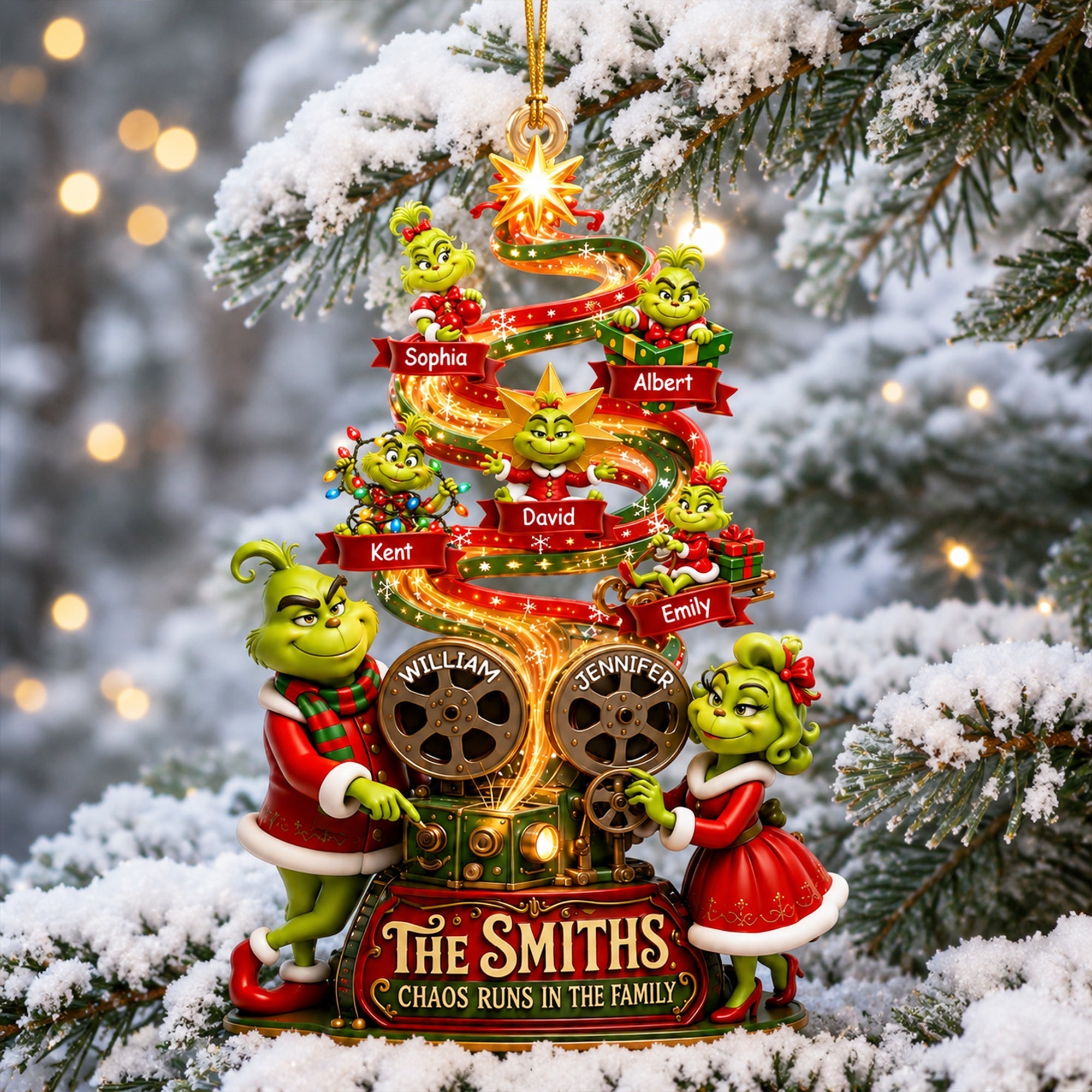 Mischievous Santa Family Ornament - Personalized Christmas Gifts 06HAQN210826 Ornament PopCulturePrints