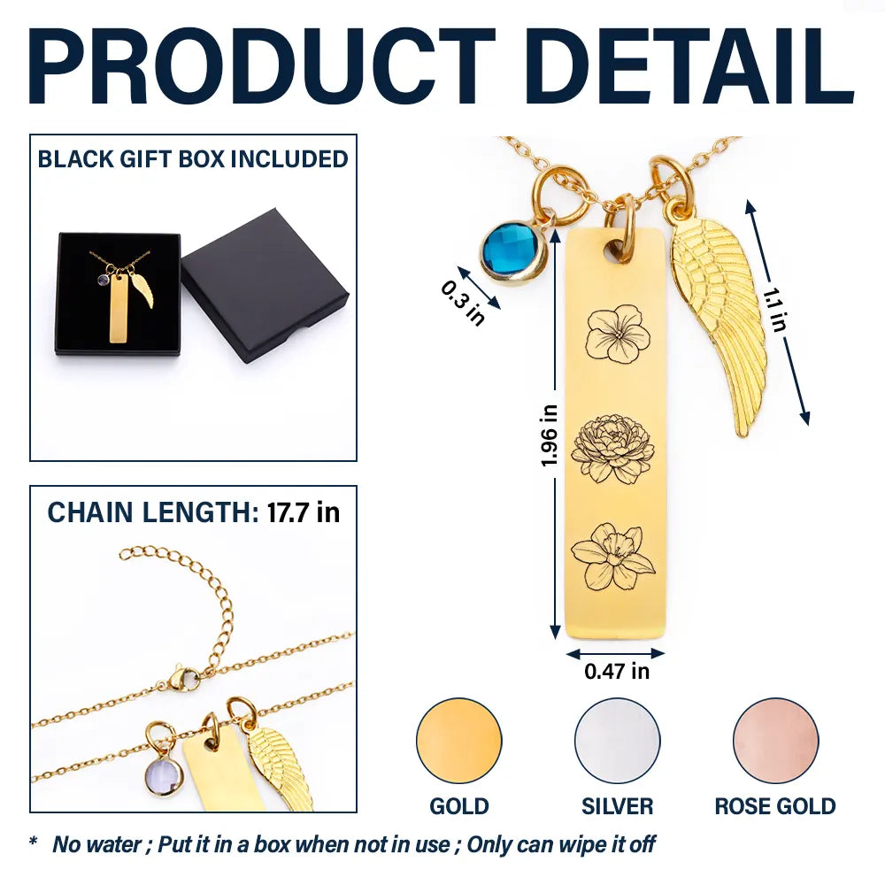 “Cherish Each Moment” - Personalized Birthstone Charm Necklace for Moms and Kids Birthstone Charm Necklace PopCulturePrints