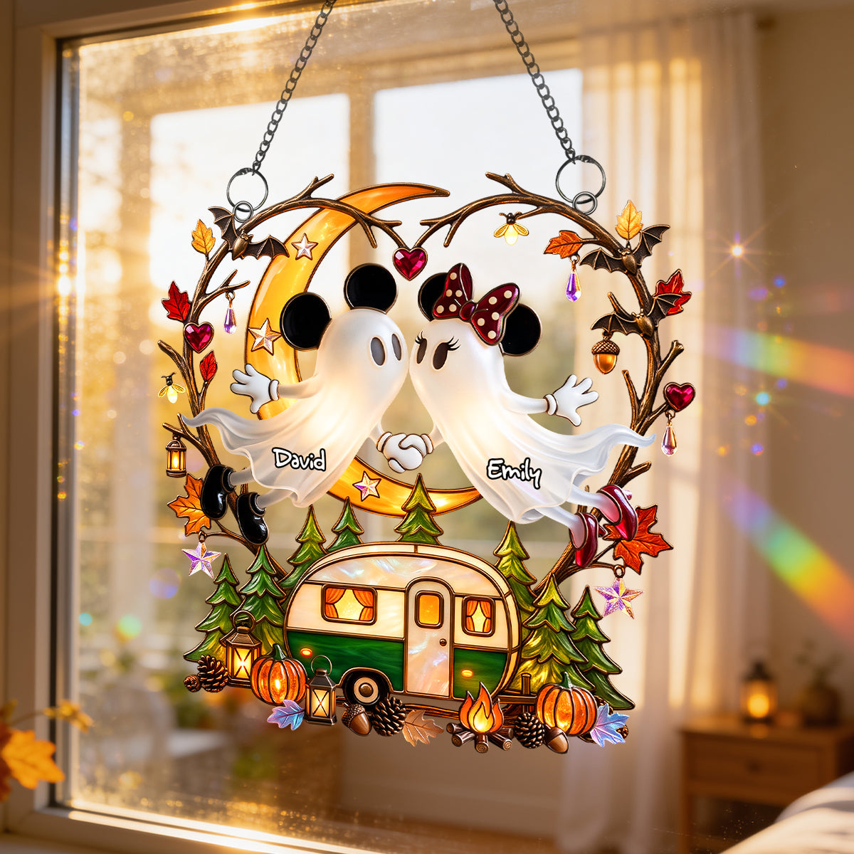 Ethereal Love - Boo Couple Camping Suncatcher - Personalized Halloween Gift