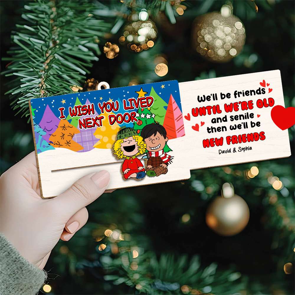 Personalized Christmas Friendship Wooden Slider Ornament Ornament PopCulturePrints