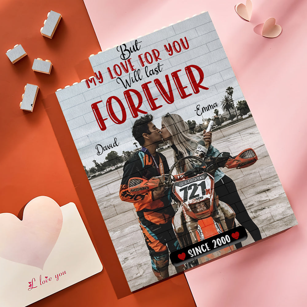 Personalized Motorcross Couple Puzzle - Love That Lasts Forever Building Blocks PopCulturePrints
