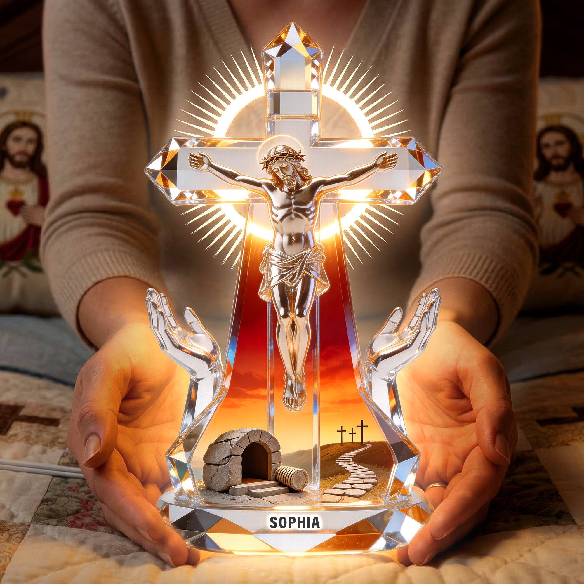 Illuminate Your Faith - Jesus Christ Crucifix Light Box - Personalized Gift for Christians Light Box PopCulturePrints
