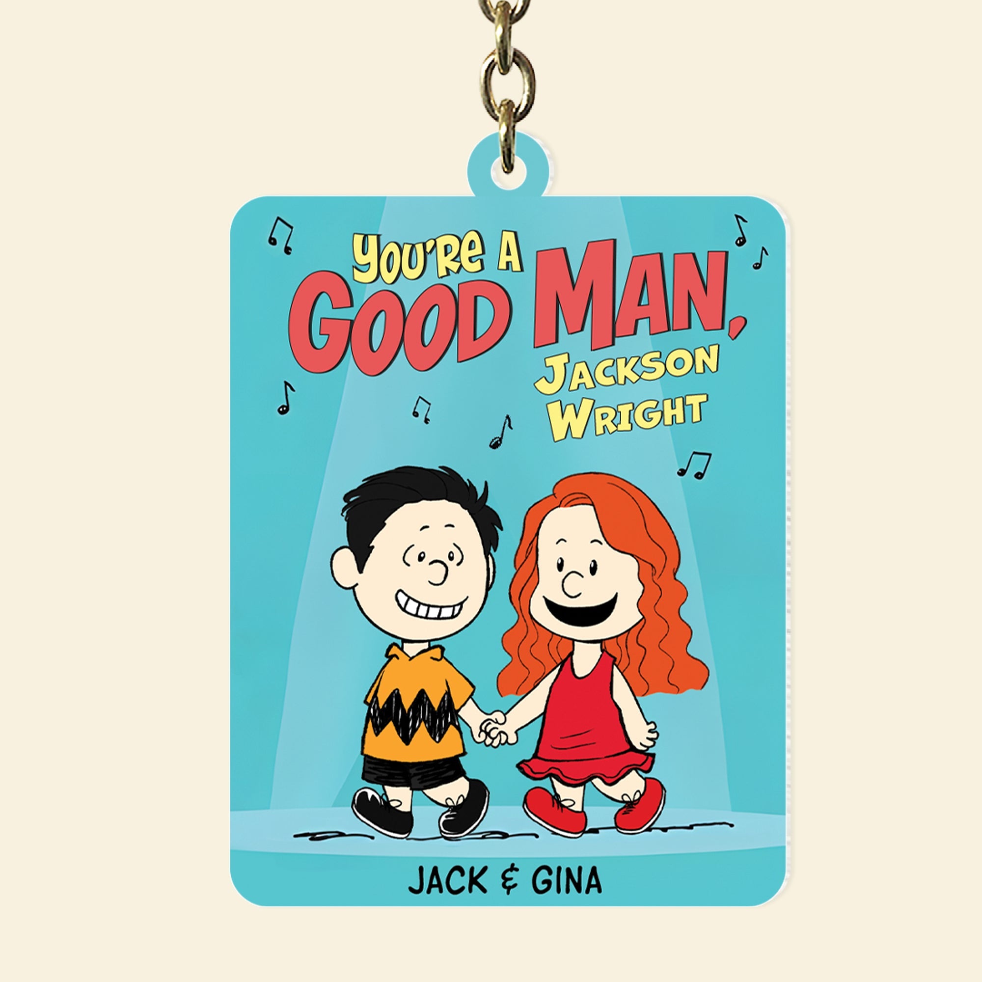 Personalized Cute Cartoon Couple Keychain - Hand In Hand Design