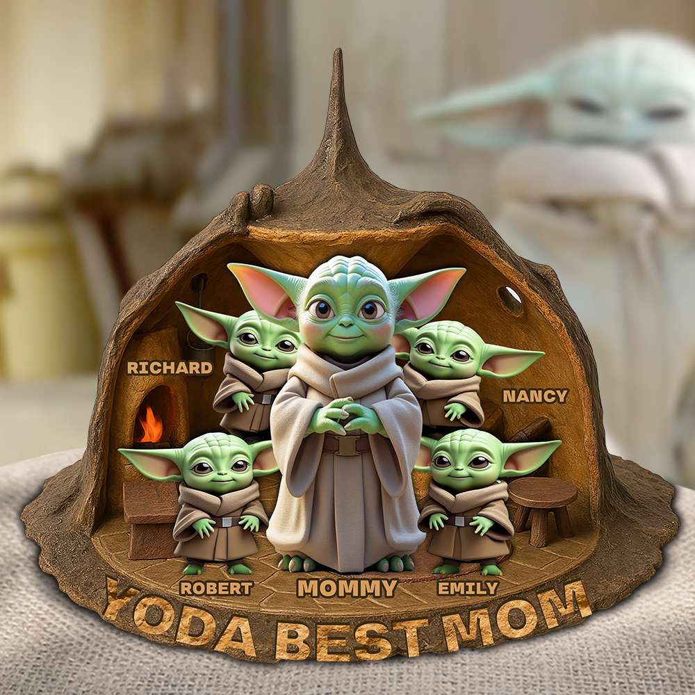 "Yoda Best Mom" - Personalized Plaque for Moms, Grandmas, and More - Custom Gift for Mother's Day Shaped Plaques PopCulturePrints
