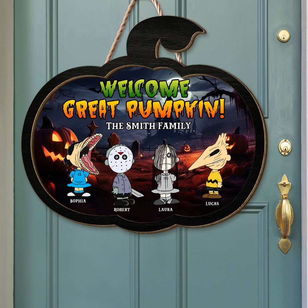 Personalized Halloween Family Wood Sign - Welcome Great Pumpkin!