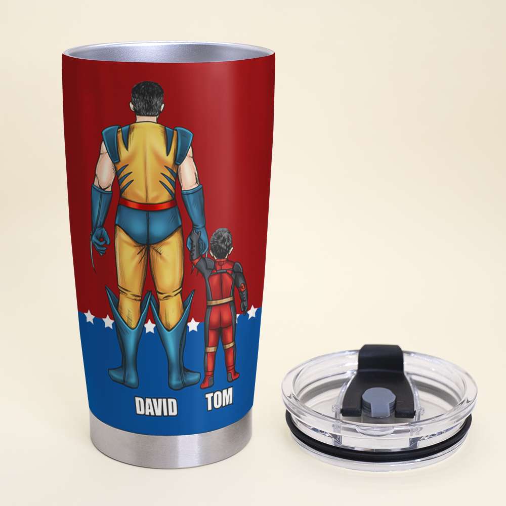 Personalized Superhero Dad Tumbler - Custom Father's Day Gift