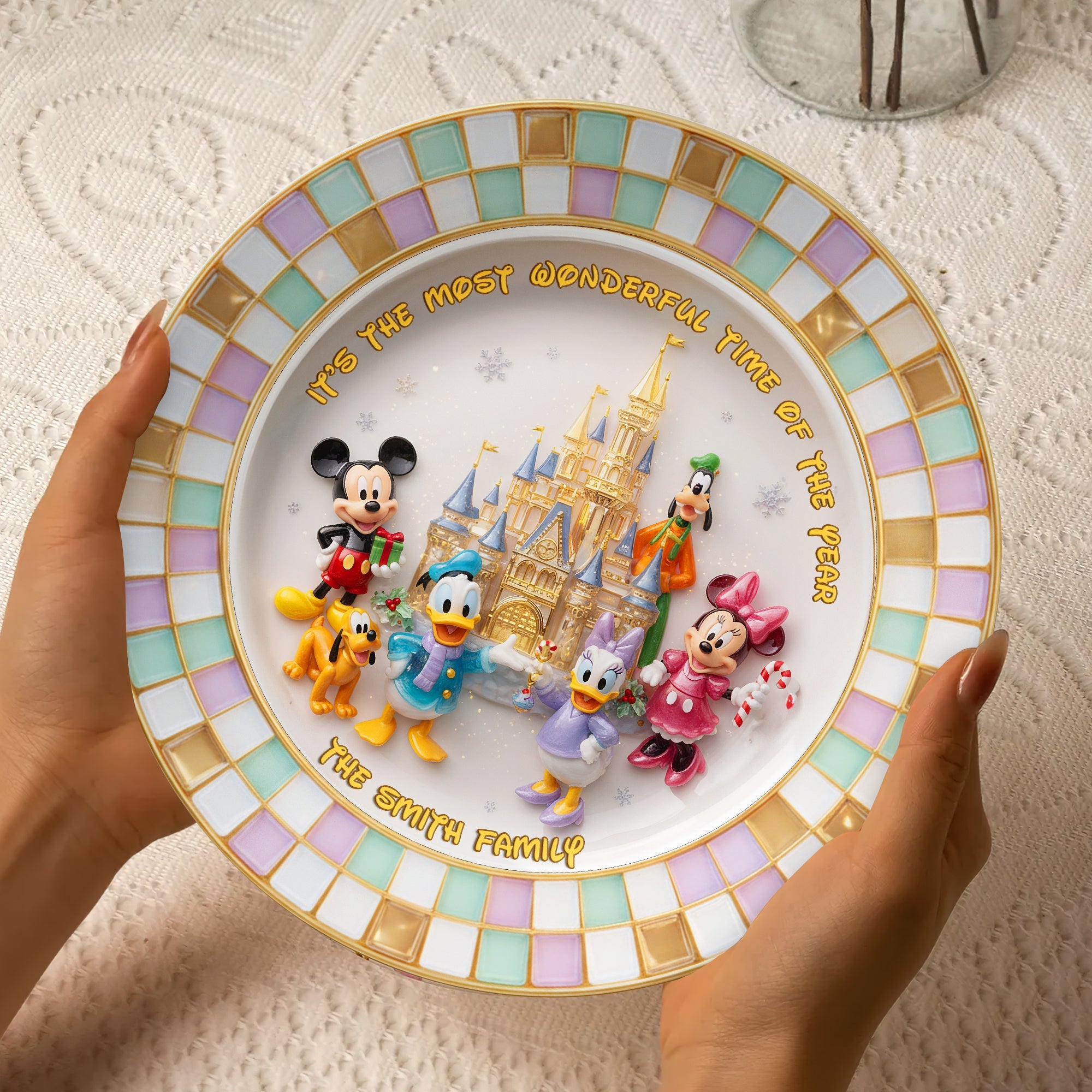 Create Memories Together: Magical Family Ceramic Round Plate - Personalized Gift For Family Ceramic Round Plate PopCulturePrints