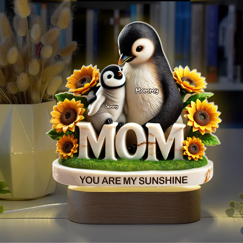 You Are My Sunshine - Personalized Penguin Mom Led Light - Unique Gift for Mom and Grandma Led Night Light PopCulturePrints