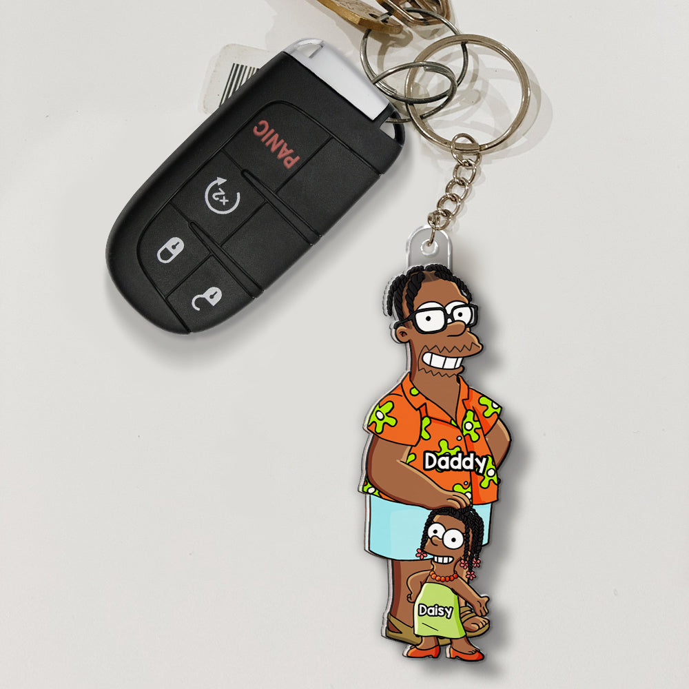 "A Super Dad with His Little Heroes" - Personalized Acrylic Keychain for Fathers Keychains PopCulturePrints