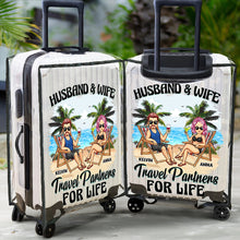 Load image into Gallery viewer, Travel Partners For Life - Personalized Clear Luggage Cover - Custom Gift for Couples Luggage Cover PopCulturePrints
