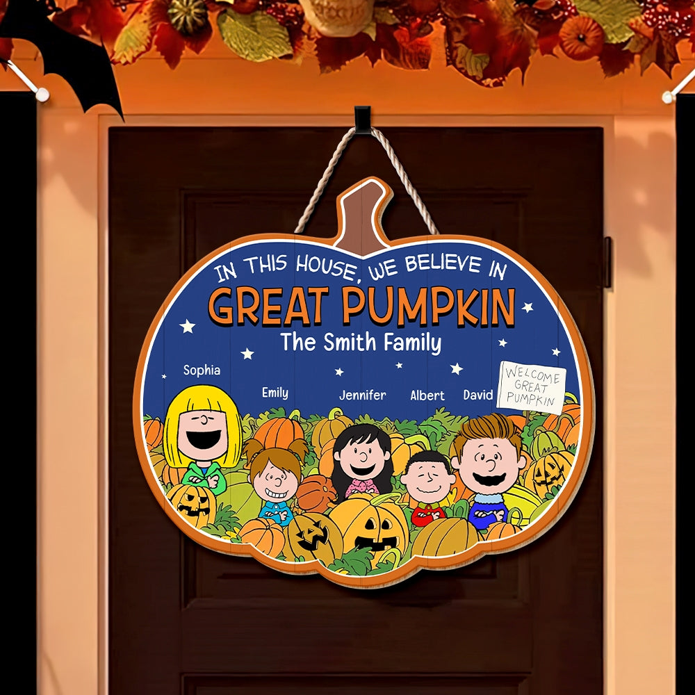 Personalized Halloween Family Pumpkin Wood Sign - Great Pumpkin Believers