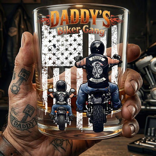 “Join the Biker Gang!” – Personalized Round Glass Gift for Dad Glass PopCulturePrints
