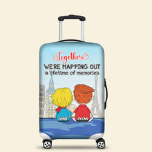 Load image into Gallery viewer, Personalized Luggage Cover for Couples - Together We&#39;re Mapping Out Memories Luggage Covers PopCulturePrints
