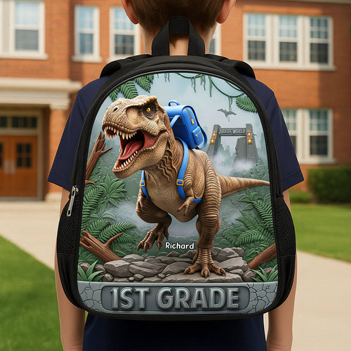 “Unleash Their Adventurous Spirit!” - Dinosaur School Bag, Personalized Gift for Kids Backpack PopCulturePrints