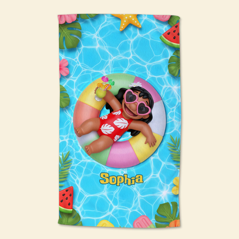 "Make a Splash This Summer!" - Cute Alien Beach Towel, Personalized Gift for Cartoon Lovers Beach Towel PopCulturePrints
