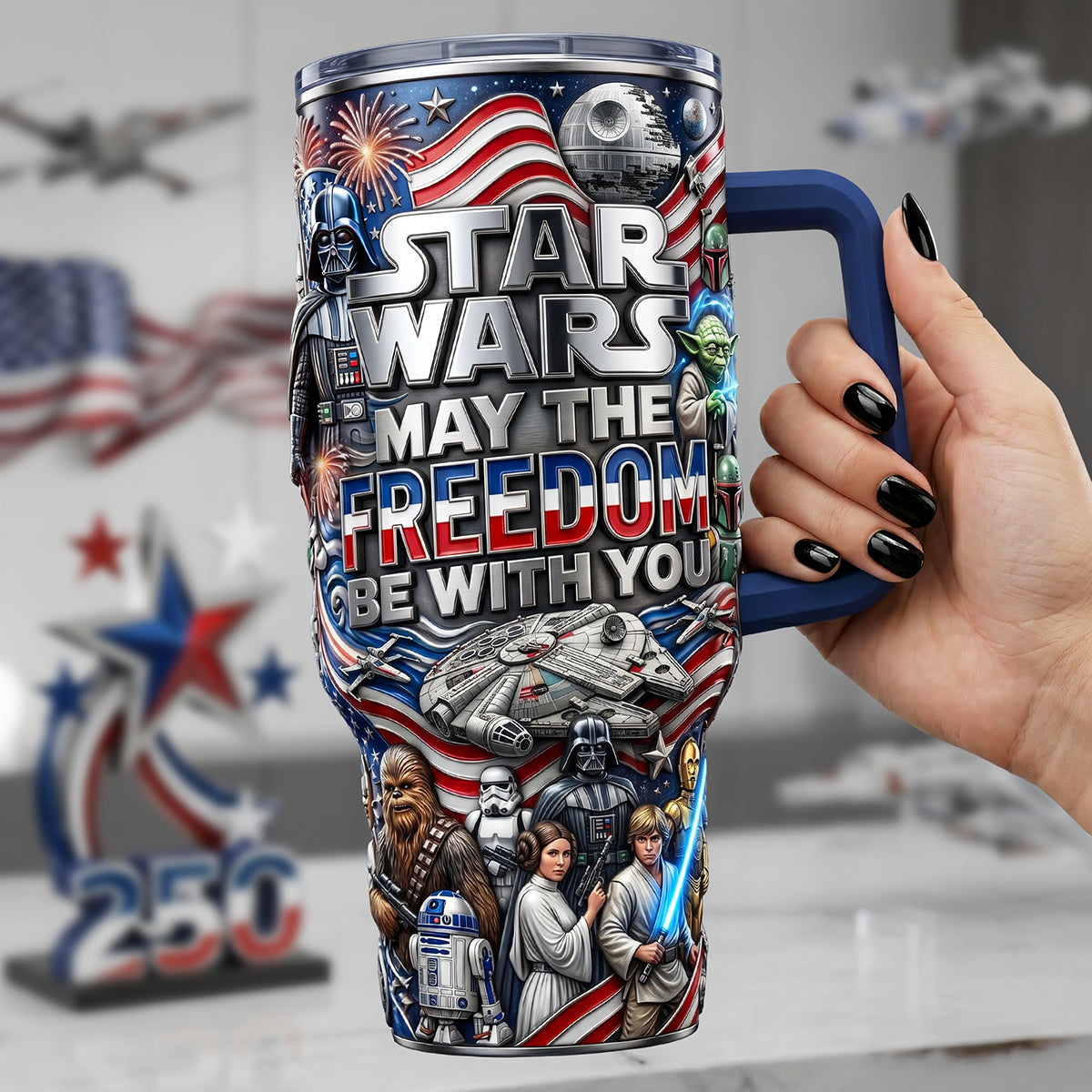 "May The Freedom Be With You" - Personalized 40oz Tumbler for Star Wars Fans