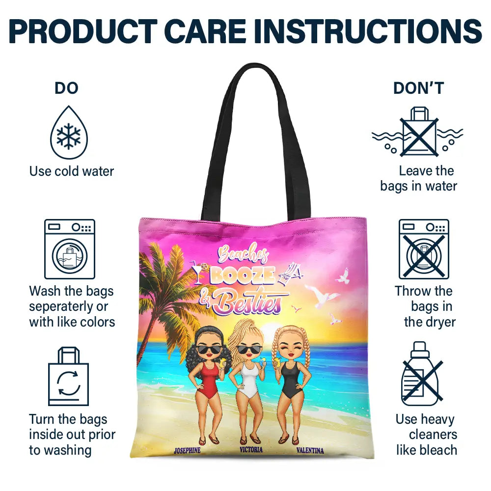 Beach Vibes & Friendship - Personalized Tote Bag Tote Bag PopCulturePrints