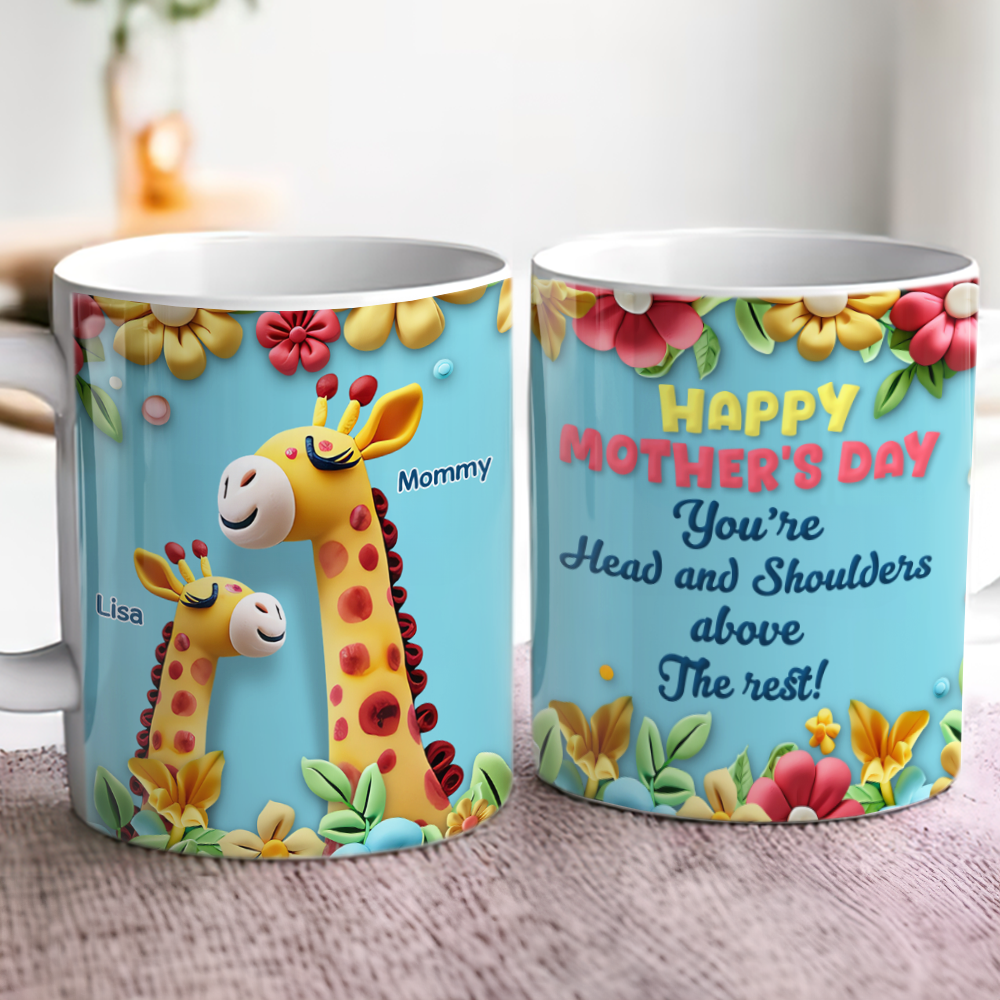 You're Head and Shoulders Above the Rest - Best Giraffe Mom Personalized Mug Coffee Mug PopCulturePrints