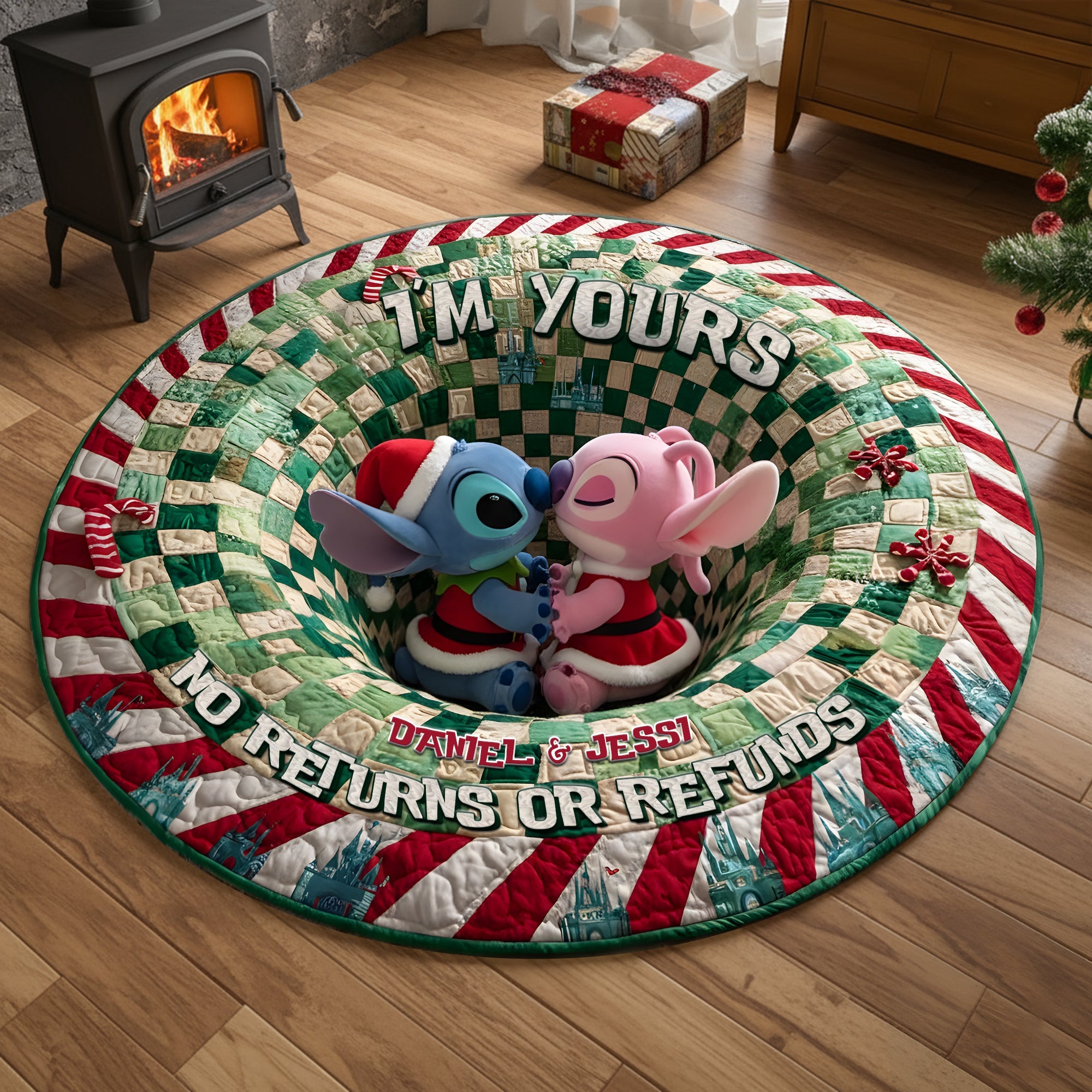 I'm Yours - Kissing Alien Couple Round Mat - Personalized Christmas Gift for Couples Doormat PopCulturePrints