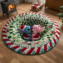 Load image into Gallery viewer, I'm Yours - Kissing Alien Couple Round Mat - Personalized Christmas Gift for Couples Doormat PopCulturePrints
