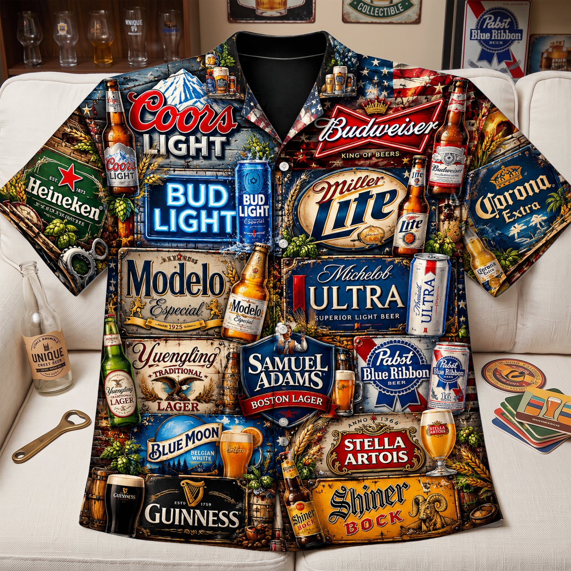Cheers to Good Times! Personalized Hawaiian Shirt - Custom Gifts for Beer Lovers