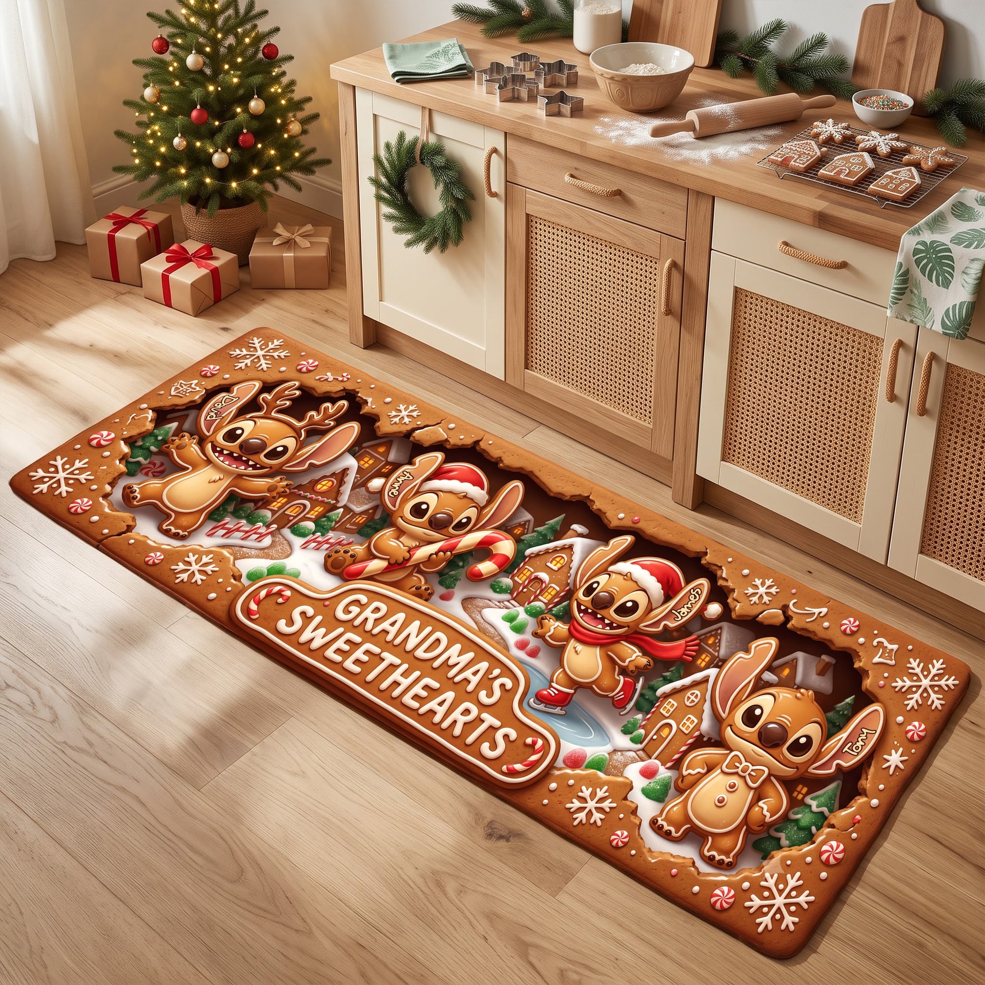 “Sweeten Your Home with a Touch of Love” - Lovely Gingerbread Sweetheart Runner Rug - Personalized Gifts for Family