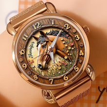 Load image into Gallery viewer, Time to Shine: Personalized Quartz Watch for Horse Lovers Quartz Watch PopCulturePrints
