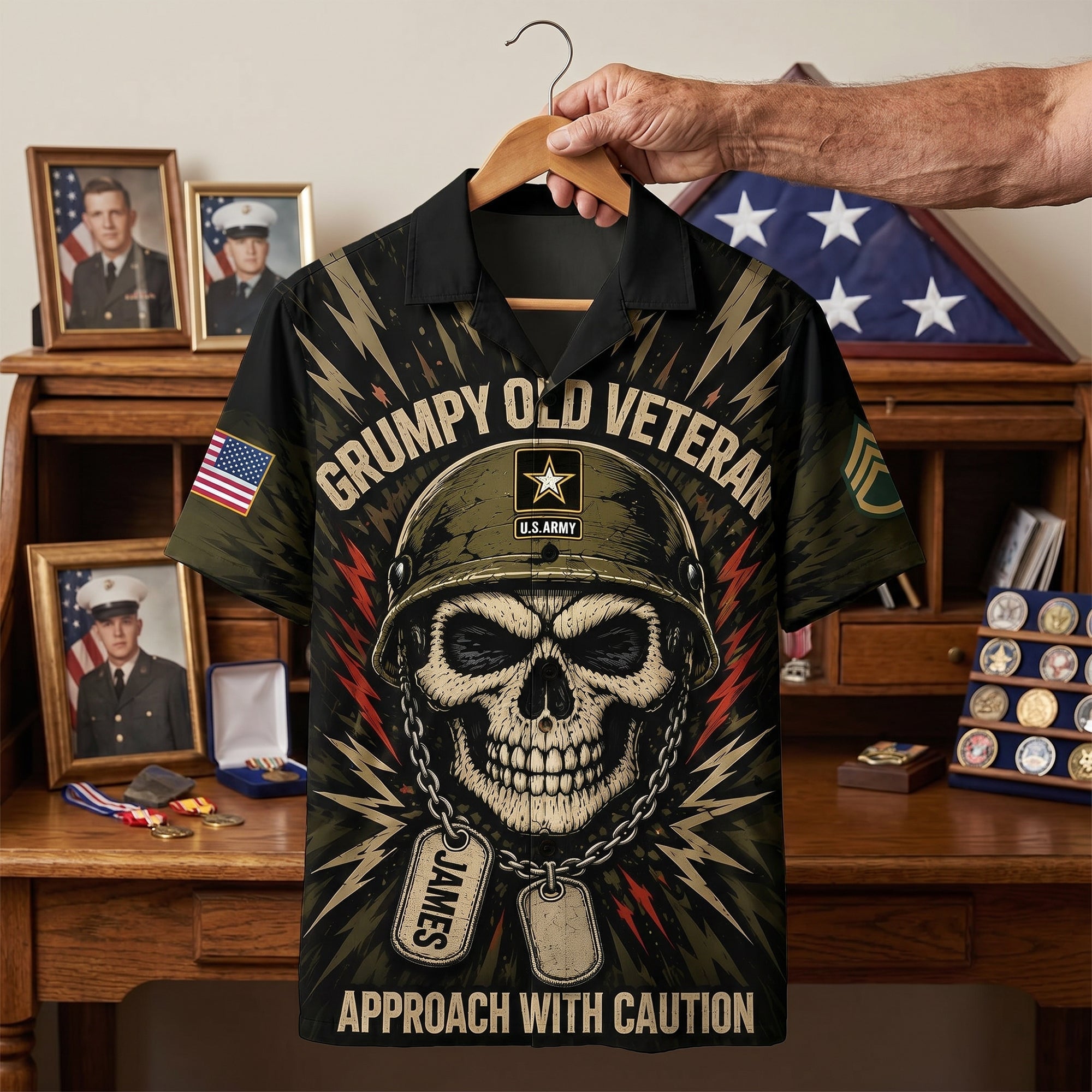 Grumpy Old Veteran Hawaiian Shirt - Personalized Gift for Veterans Hawaiian Shirts PopCulturePrints
