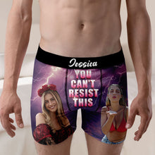 Load image into Gallery viewer, Personalized Couple Boxer: You Can't Resist! Boxer Briefs PopCulturePrints
