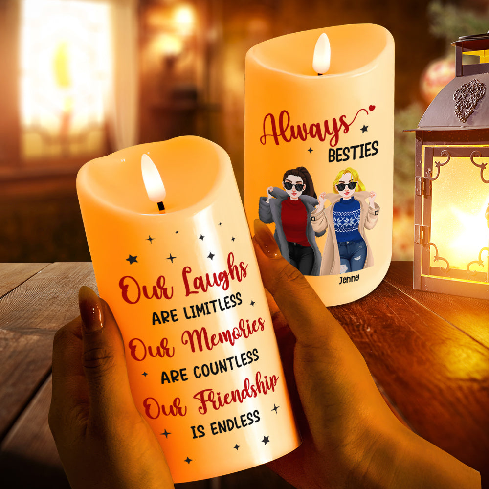 Personalized Best Friends LED Candle - Always Besties Led Candle PopCulturePrints