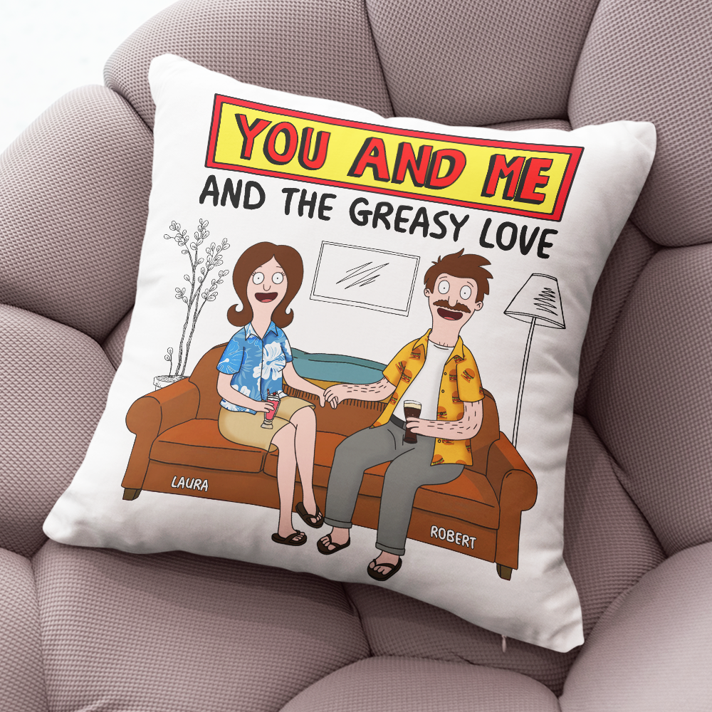 You and Me & The Greasy Love - Personalized Couple Pillow Pillow PopCulturePrints