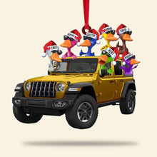 Load image into Gallery viewer, Personalized Christmas Ducks in Jeep Ornament
