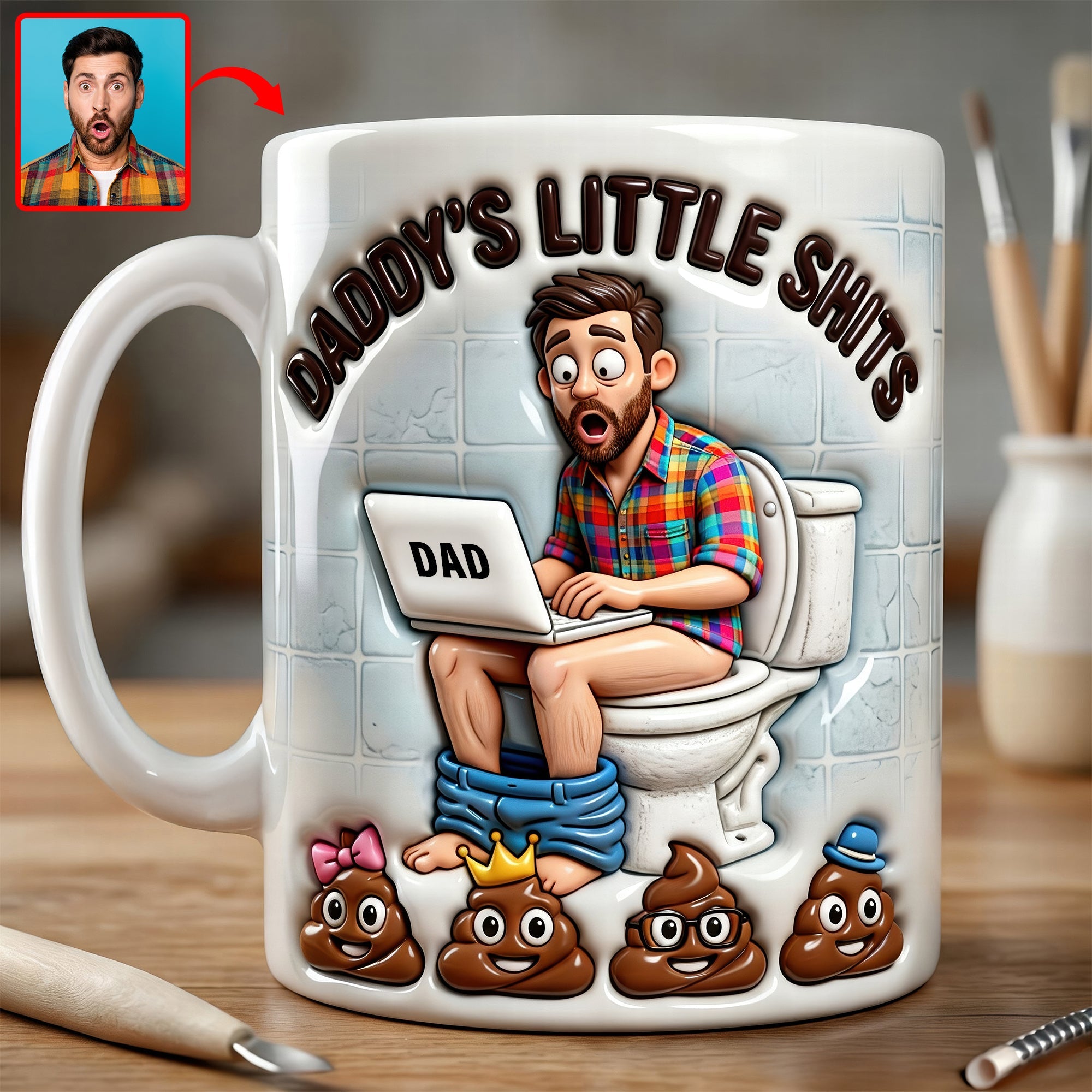 “Daddy’s Little Shits” - Funny Poop Dad Coffee Mug - Personalized Gift for Any Dad Coffee Mug PopCulturePrints