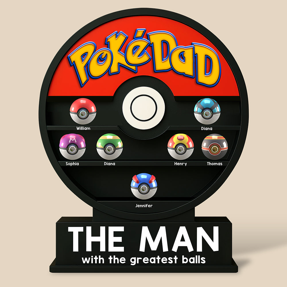 "The Man with the Greatest Balls" - Personalized PokéDad Acrylic Plaque - Unique Gift for Dads and Grandpas Shaped Plaques PopCulturePrints