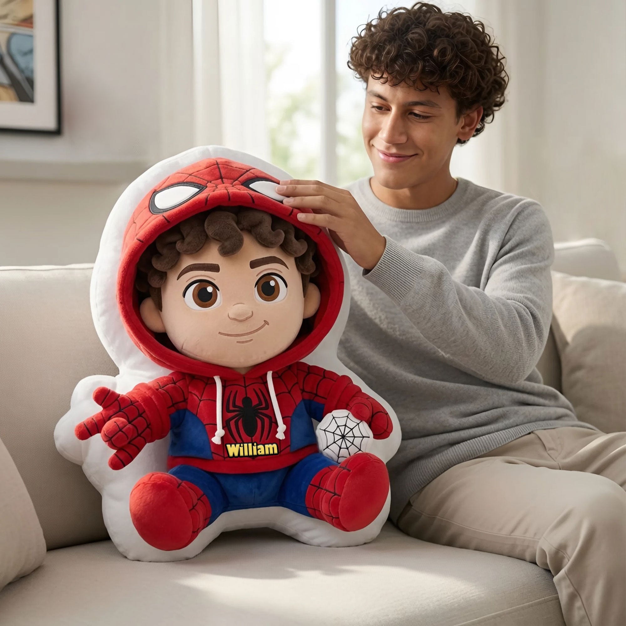 "Unleash the Hero Within!" - Warrior Shaped Pillow - Personalized Custom Photo Gift for Kids, Friends, and Superhero Lovers