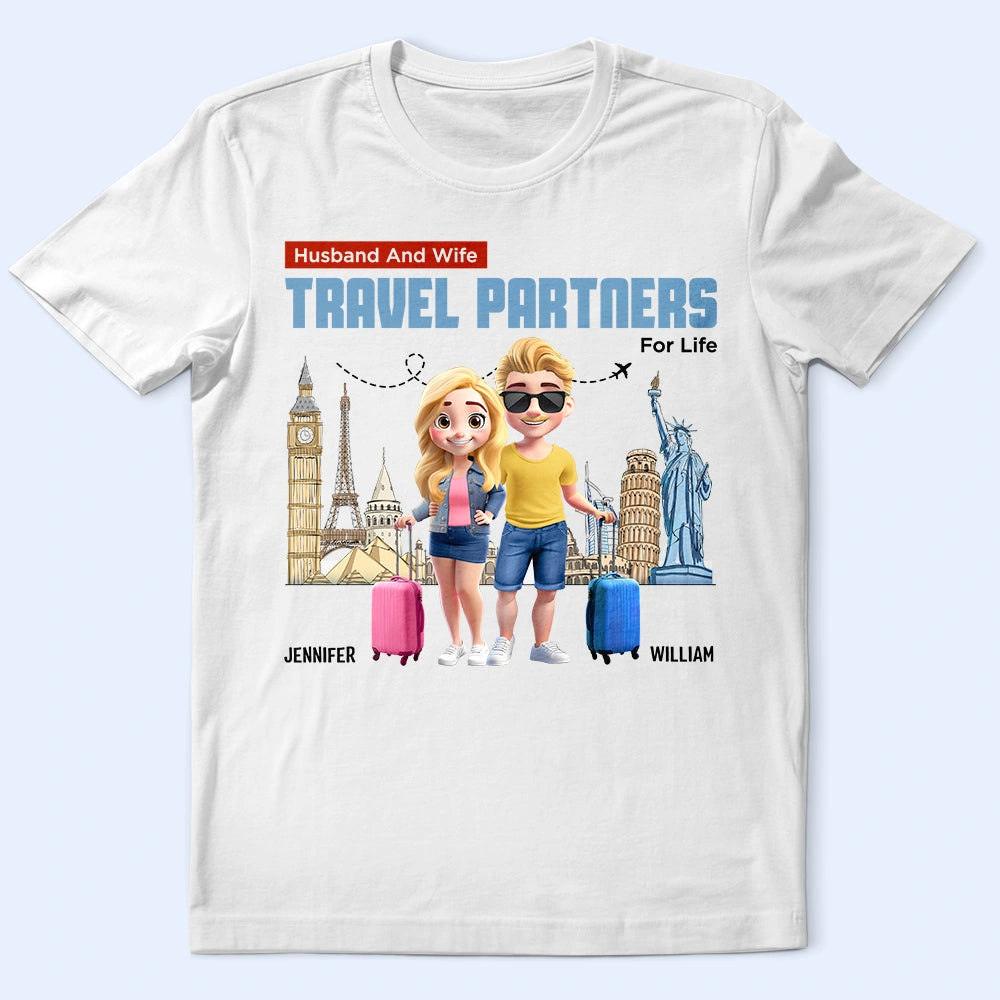 Husband And Wife Travel Partners For Life - Personalized T-Shirt T-shirt PopCulturePrints
