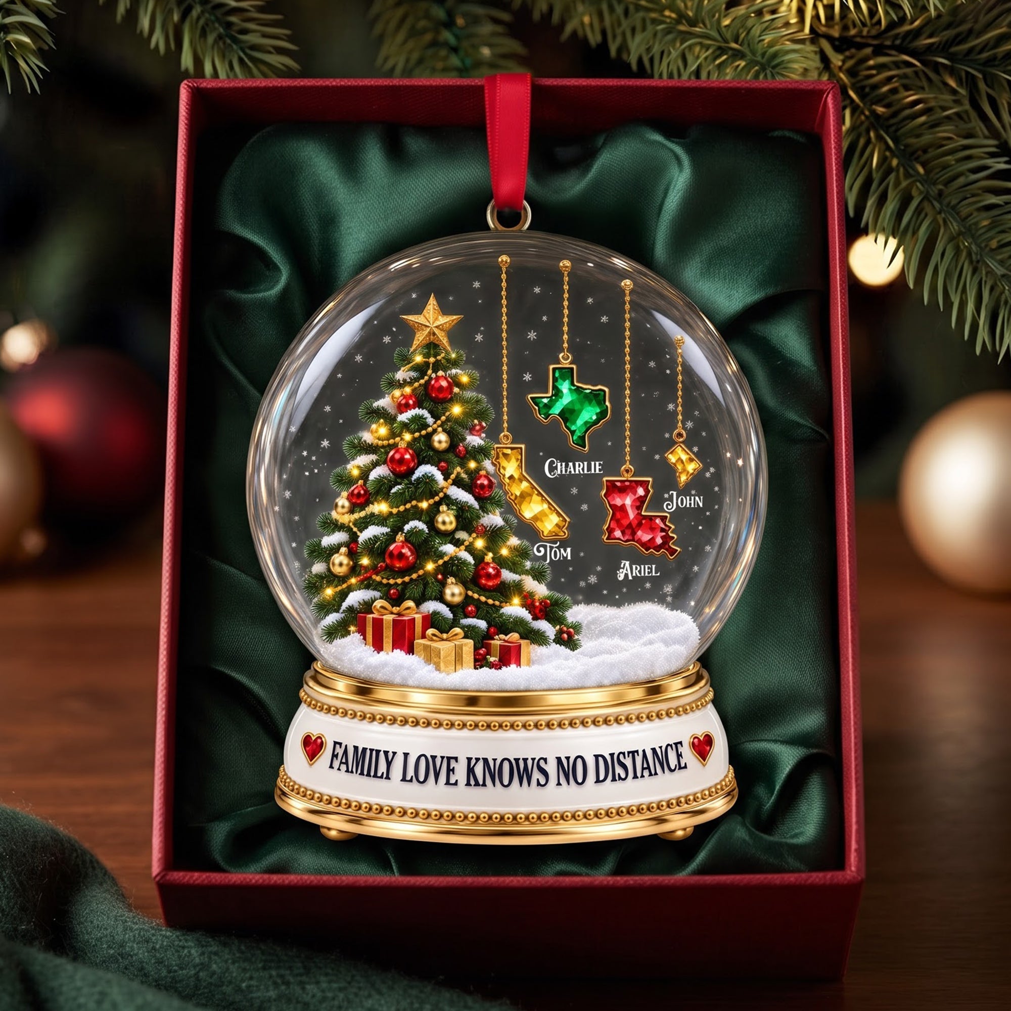 Family Love Knows No Distance - Personalized Christmas Ornament Gift for Family & Friends Ornament PopCulturePrints